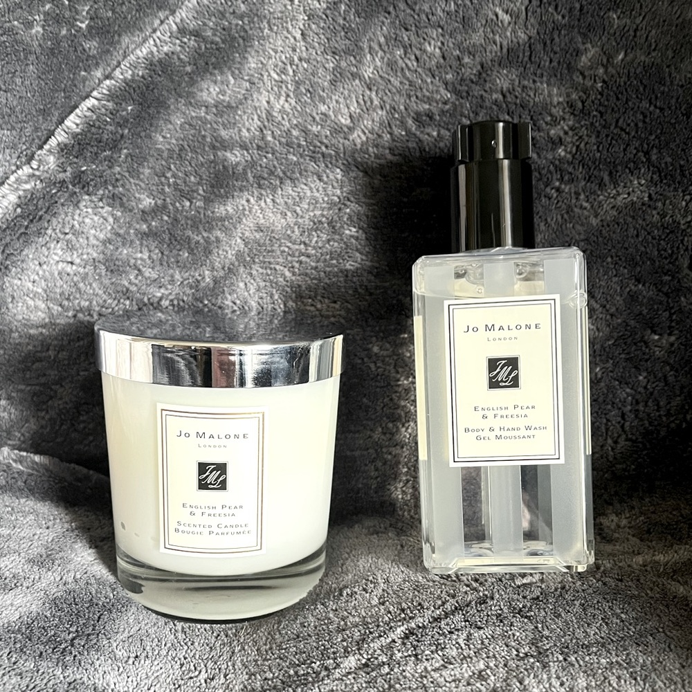 New, never used Jo Malone English Pear and Freesia candle and hand/body wash